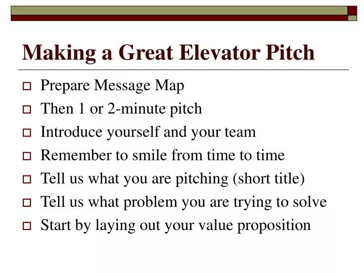 making a great elevator pitch