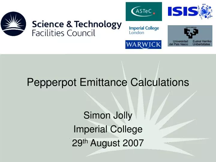 pepperpot emittance calculations