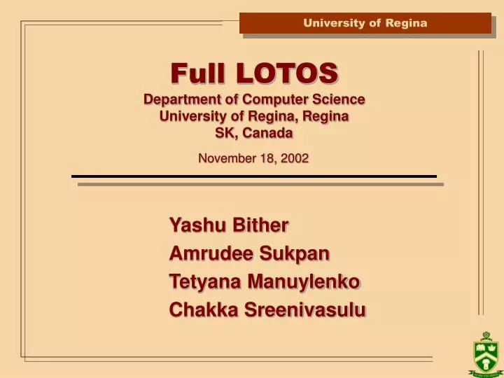 full lotos department of computer science university of regina regina sk canada