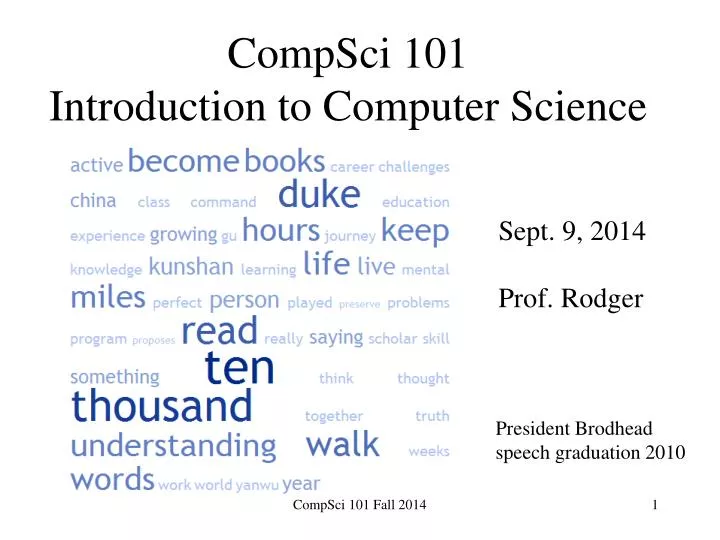 PPT - CompSci 101 Introduction To Computer Science PowerPoint ...