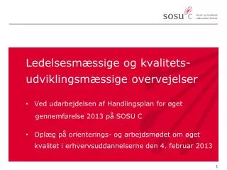 ledelsesm ssige og kvalitets udviklingsm ssige overvejelser