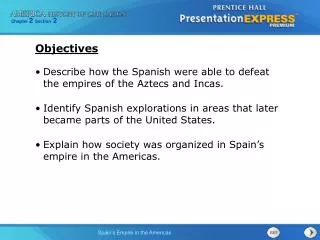 Describe how the Spanish were able to defeat the empires of the Aztecs and Incas.