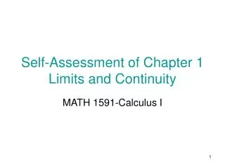 Self-Assessment of Chapter 1 Limits and Continuity