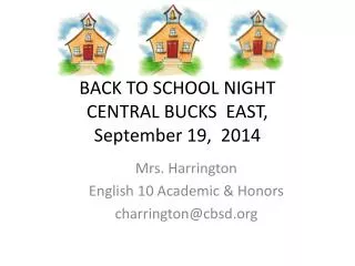 BACK TO SCHOOL NIGHT CENTRAL BUCKS EAST, September 19, 2014