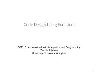 Code Design Using Functions