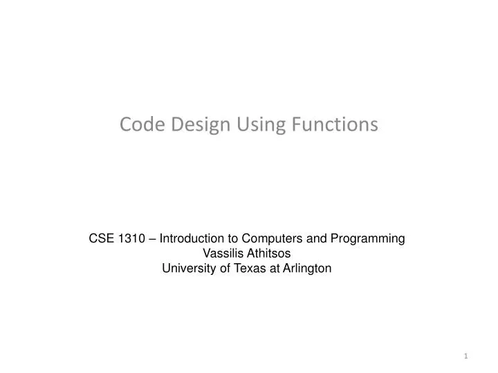 code design using functions