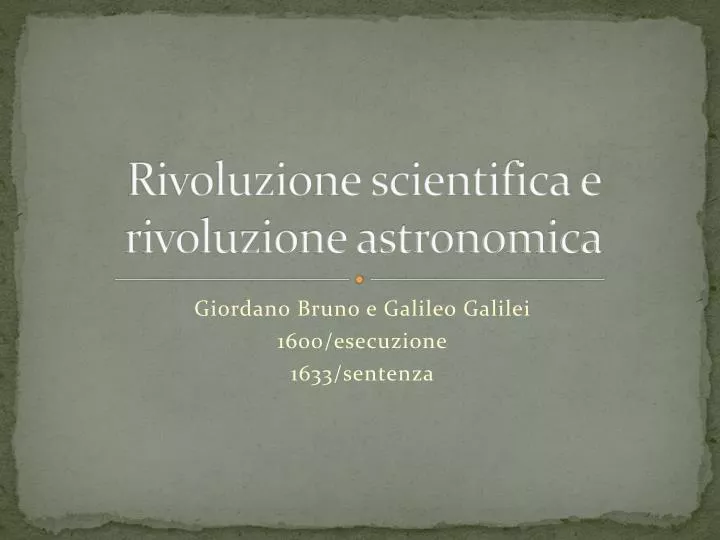 rivoluzione scientifica e rivoluzione astronomica