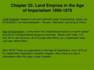 Chapter 25: Land Empires in the Age of Imperialism 1800-1870