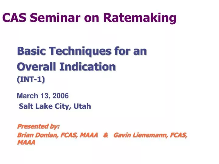 cas seminar on ratemaking