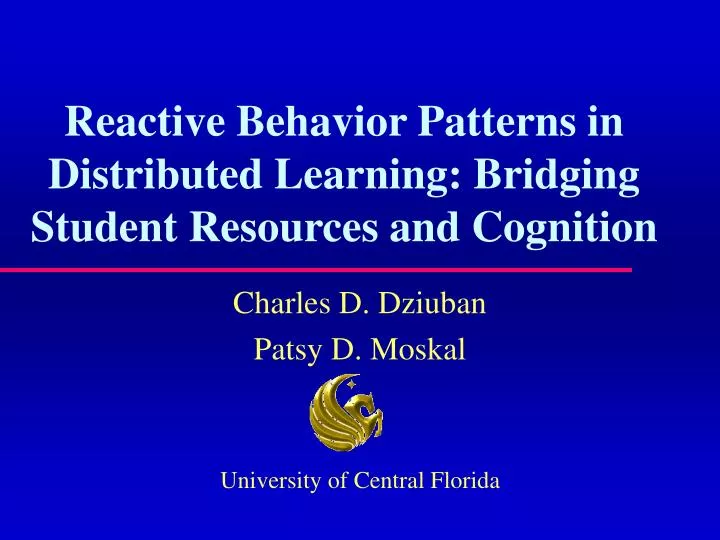 reactive behavior patterns in distributed learning bridging student resources and cognition