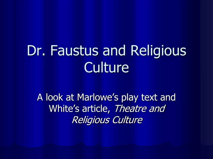 dr faustus and religious culture