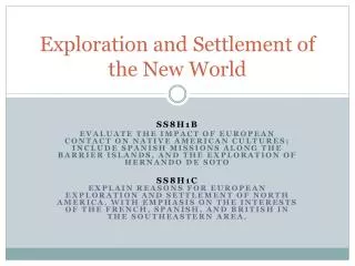 Exploration and Settlement of the New World