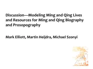 Part I: What is new about Ming-Qing? Quantitative expansion in biographic sources