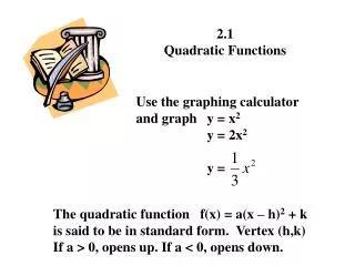 2.1 Quadratic Functions
