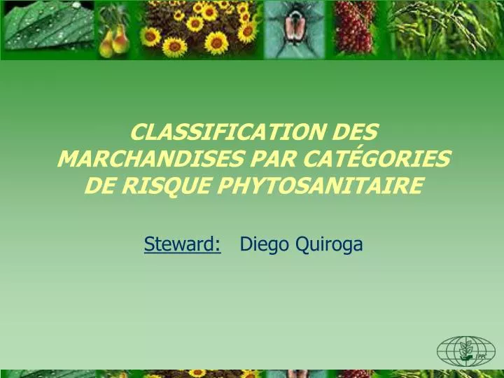 classification des marchandises par cat gories de risque phytosanitaire