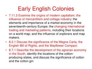 Early English Colonies