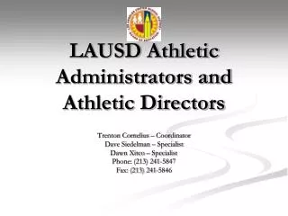 LAUSD Athletic Administrators and Athletic Directors