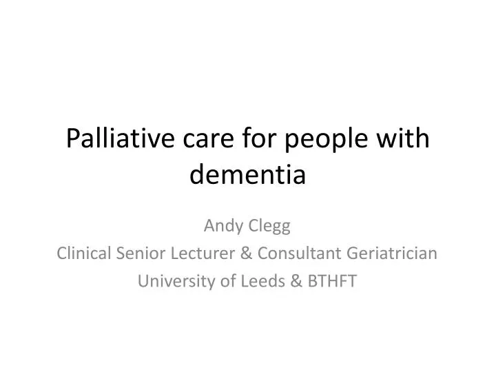 palliative care for people with dementia