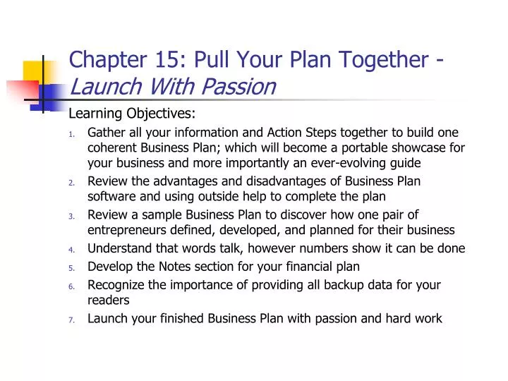 chapter 15 pull your plan together launch with passion