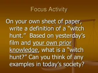 Focus Activity