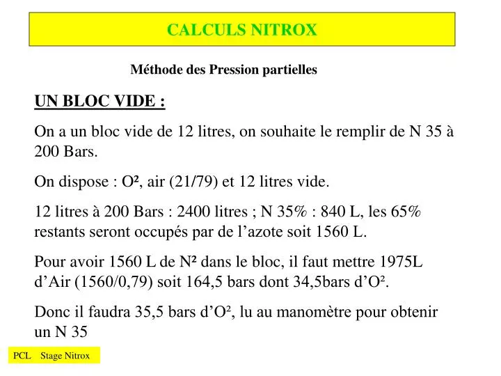 calculs nitrox