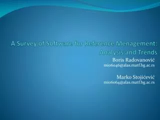 A Survey of Software for Reference Menagement : Analysis and Trends
