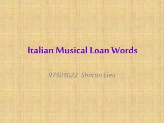 Italian Musical Loan Words