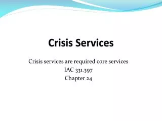 Crisis Services