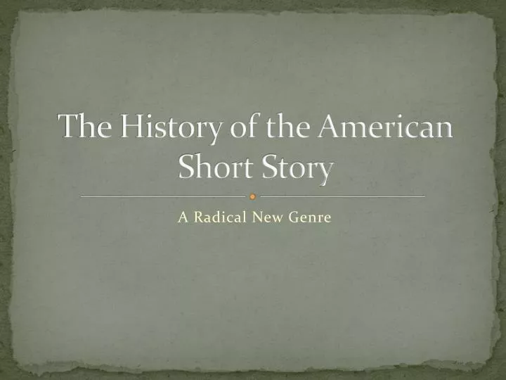 the history of the american short story