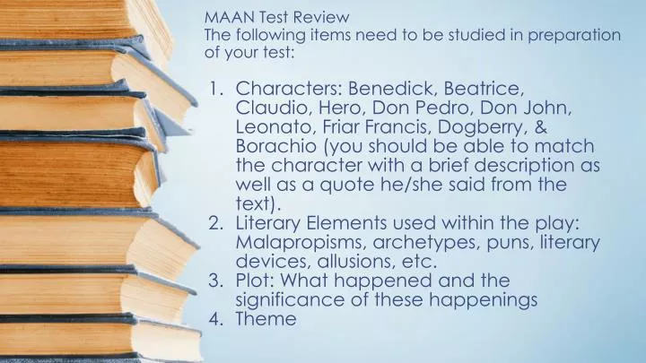 maan test review the following items need to be studied in preparation of your test
