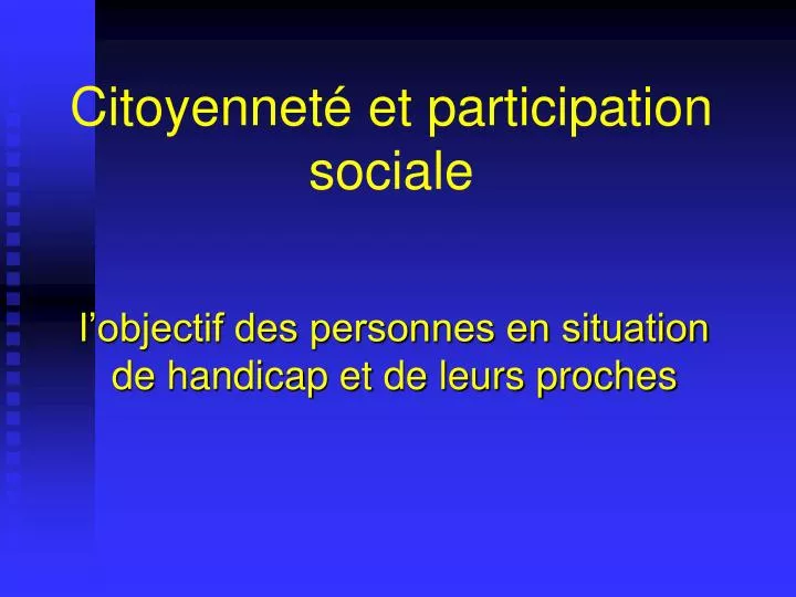citoyennet et participation sociale