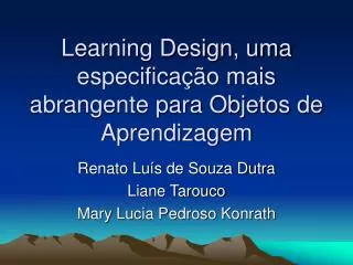 learning design uma especifica o mais abrangente para objetos de aprendizagem