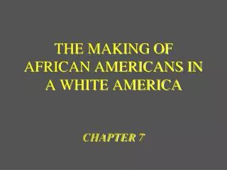 THE MAKING OF AFRICAN AMERICANS IN A WHITE AMERICA