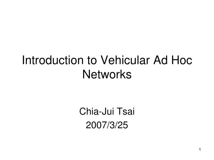 introduction to vehicular ad hoc networks