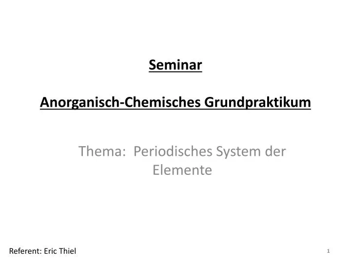 seminar anorganisch chemisches grundpraktikum