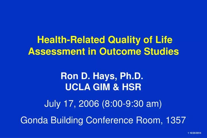 health related quality of life assessment in outcome studies