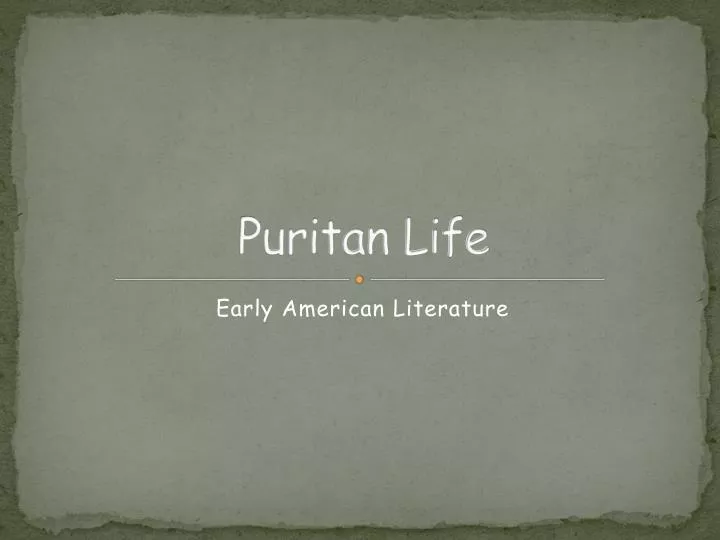 puritan life