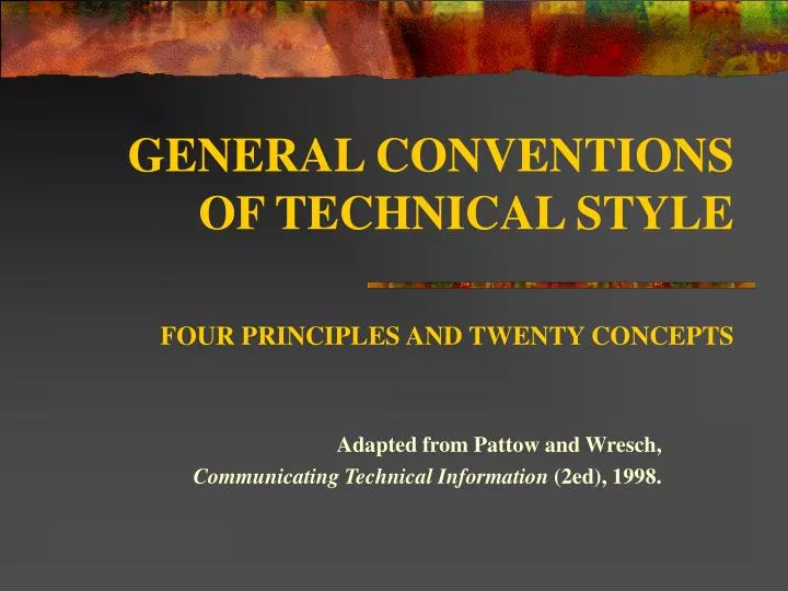 general conventions of technical style four principles and twenty concepts