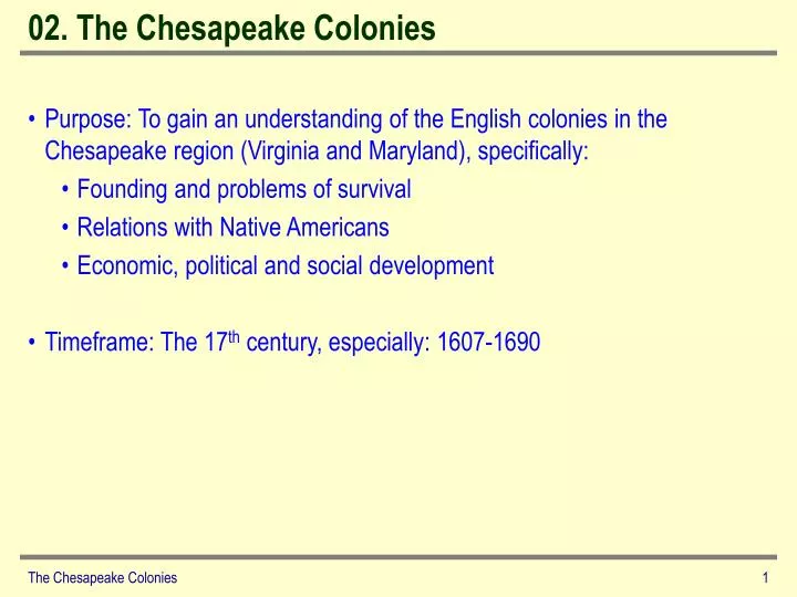 02 the chesapeake colonies