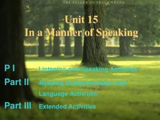 Unit 15 In a Manner of Speaking