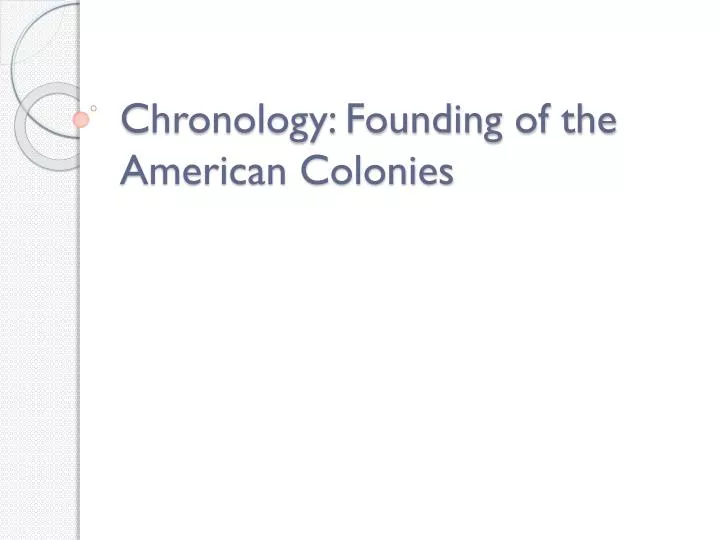 chronology founding of the american colonies