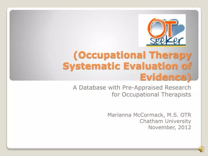 occupational therapy systematic evaluation of evidence
