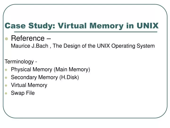 case study virtual memory in unix