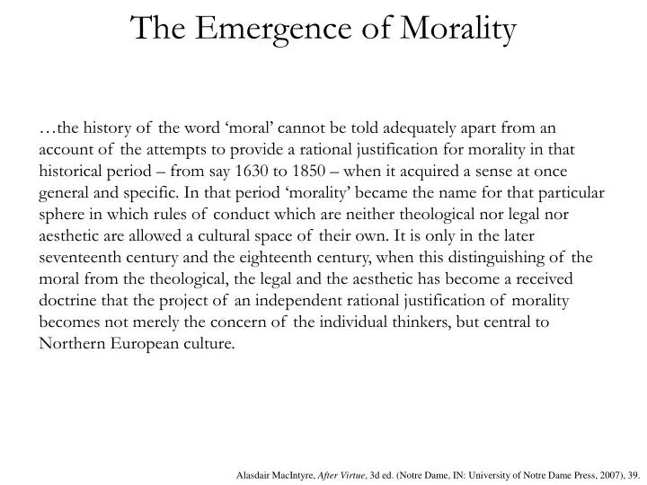 the emergence of morality