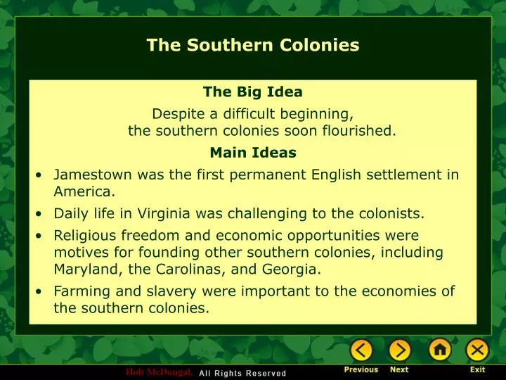 the southern colonies