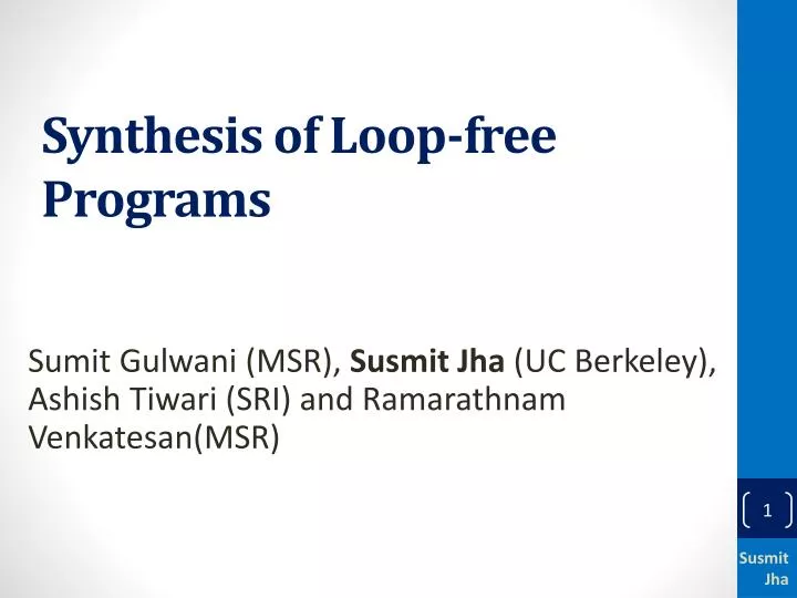 synthesis of loop free programs