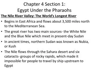 Chapter 4 Section 1: Egypt Under the Pharaohs