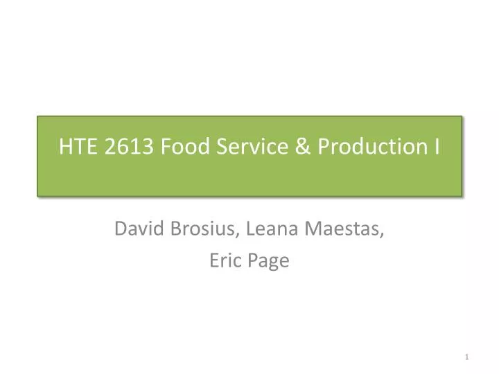 hte 2613 food service production i