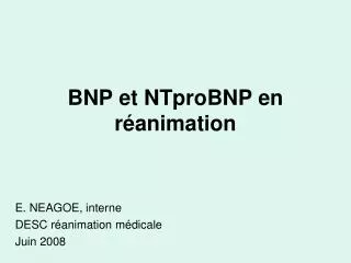 bnp et ntprobnp en r animation