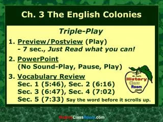 Ch. 3 The English Colonies